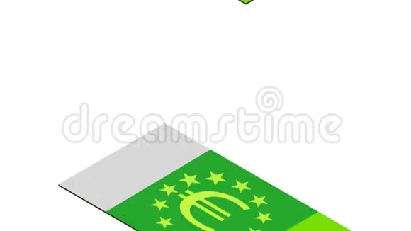 欧洲纸币落在白色背景上的一堆等距的孤立的视频的预览图