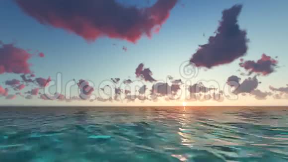 日落在海滩黄昏的大海上视频的预览图