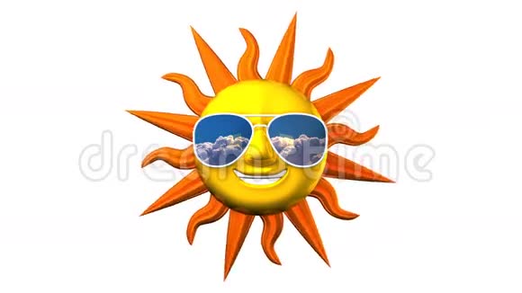 戴着墨镜在白色背景下微笑的太阳视频的预览图