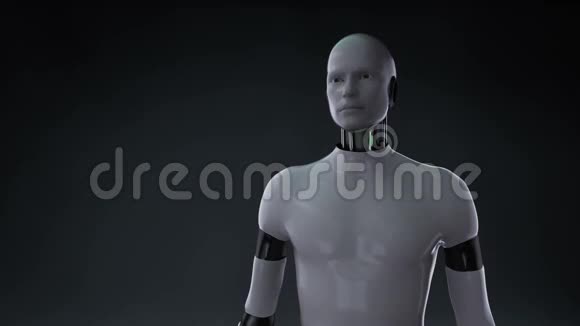 机器人半机器人打开手掌旋转透明三维机器人身体人工智能机器人技术视频的预览图