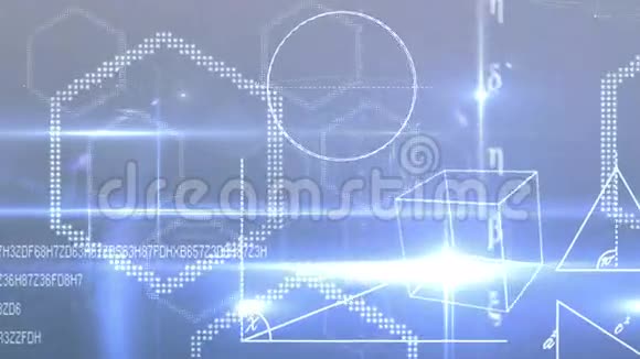 蓝色背景上的数学方程式和形状视频的预览图