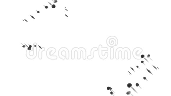 黑色墨水在白色背景上注入水三维动画与卢马哑光作为阿尔法通道在缓慢运动使用墨水视频的预览图