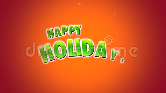 橙色背景下的动画特写快乐假期文本视频的预览图