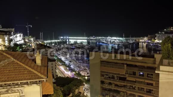 摩纳哥城市蒙特卡洛夜晚时光流逝视频的预览图