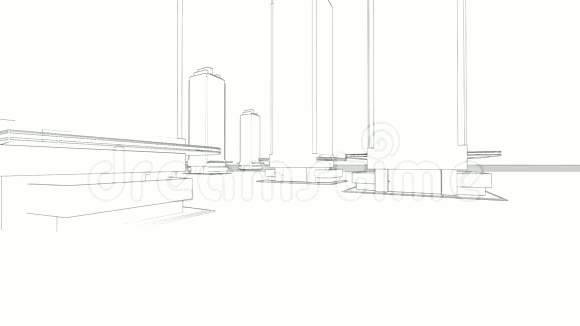 摘要建筑背景以城市动画为背景的蓝图住宅规划视频的预览图