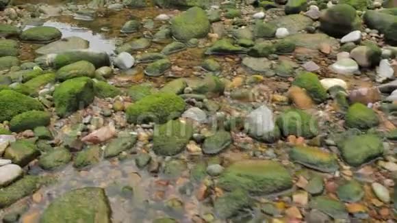 西班牙北部野生大西洋海岸带有北欧风格自然环境的岩石和沙子视频的预览图