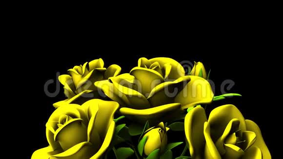 黑色文字空间上的黄色玫瑰花束视频的预览图