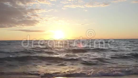 夏季沿湖岸日落视频的预览图