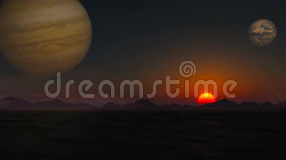 太阳落山在外星球上在外星人星球上的日落视频的预览图