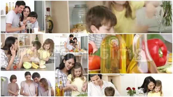 家庭在厨房工作视频的预览图
