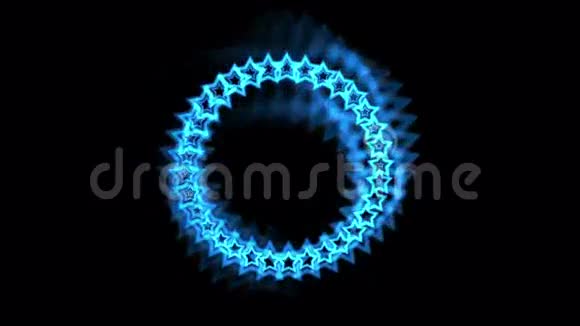 由光环洞隧道组成的4k蓝色恒星抽象的VJ背景视频的预览图