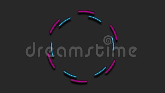 明亮的霓虹蓝紫色圆圈科技视频视频的预览图