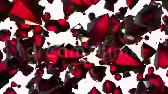 抽象的旋转在白色的红色宝石上飞舞视频的预览图