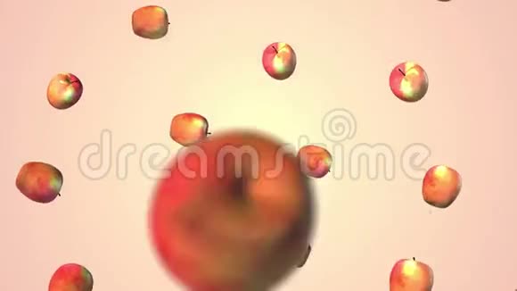 白色背景下落下的红苹果视频的预览图