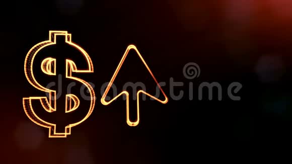美元标志和箭徽发光粒子的金融背景具有景深的3D环动画bokeh视频的预览图