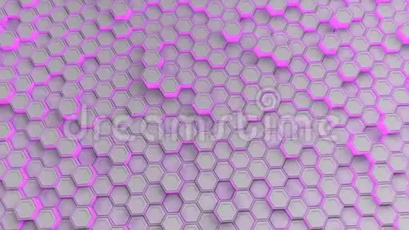 紫色辉光的白色六边形壁视频的预览图