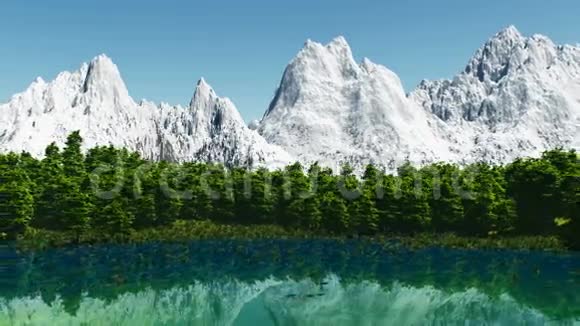 美丽的山湖倒影着最近的山视频的预览图