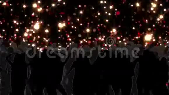 跳舞的人群发光的圆圈在黑色上移动视频的预览图