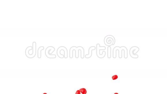 白色背景上飞红的心视频的预览图