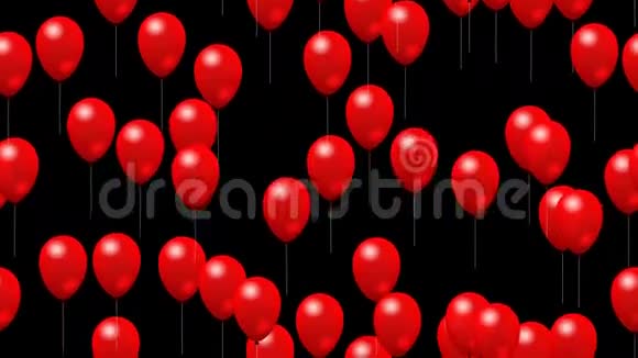 派对红气球无缝循环视频阿尔法哑光视频的预览图