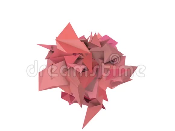 3D抽象的红色粉红色尖刺形状白色视频的预览图