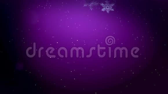 闪亮的三维雪花漂浮在紫色背景上的空气中用作圣诞新年贺卡或冬季动画视频的预览图
