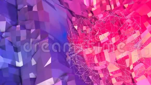 抽象简单的蓝色红色低聚三维表面作为艺术背景纯蓝色软几何低聚运动背景视频的预览图
