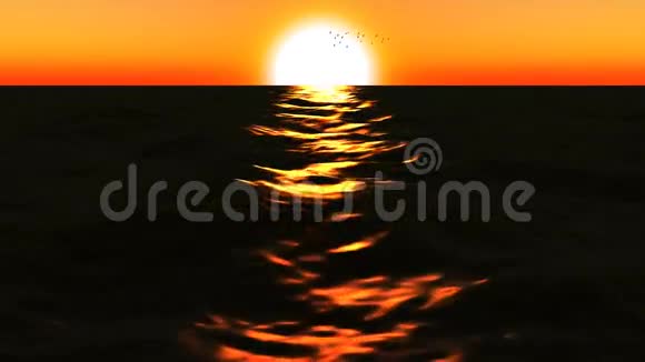 环行全海三维海与伟大的日落视频的预览图