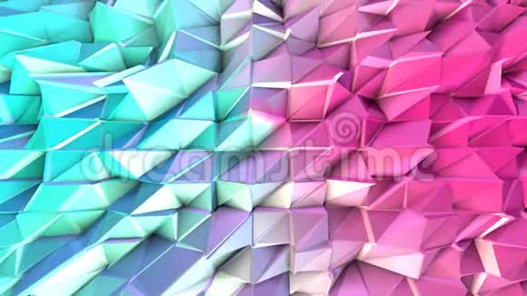 摘要简单的蓝色粉红色低聚三维表面作为分形背景软几何低聚运动背景视频的预览图