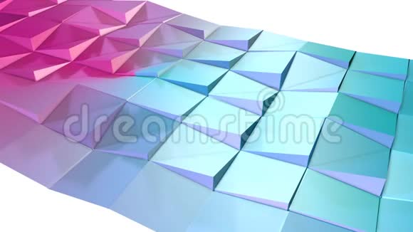 摘要简单的蓝色粉红色低聚三维表面作为分形环境软几何低聚运动背景视频的预览图