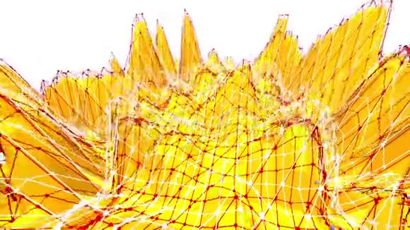 黄色低聚背景脉动摘要低聚表面作为水晶网在时尚的低聚设计多边形视频的预览图