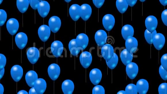 派对蓝气球产生的无缝循环视频阿尔法视频的预览图