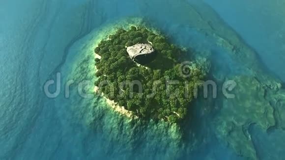 热带岛屿热带雨林和岩石的空中拍摄视频的预览图