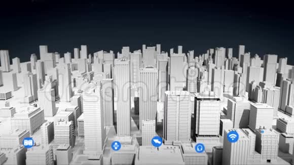 智能城市的各种传感器图标连接互联网的THINGS技术视频的预览图