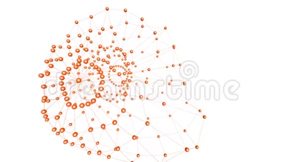 抽象橙色挥动三维网格或网格的脉动几何物体用作抽象背景橙色视频的预览图