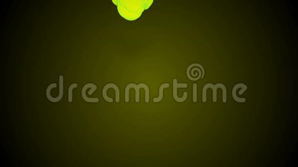 在深绿色背景下黄绿色墨水流动的D3动画在缓慢运动中注入水使用油墨背景视频的预览图