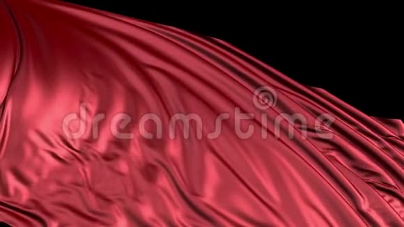 红色丝绸的3D染织物在风中发展得很顺利视频的预览图