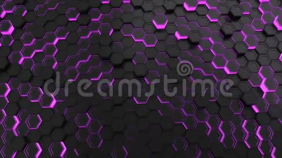 紫光黑色六边形的墙视频的预览图