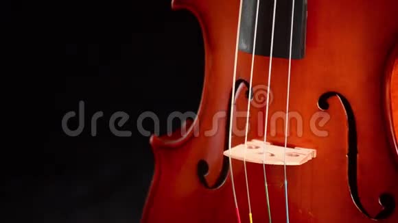 黑色背景下的小提琴或中提琴旋转视频的预览图