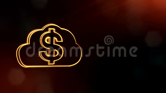 班长徽章上的美元标志发光粒子的金融背景具有景深的3D环动画bokeh视频的预览图