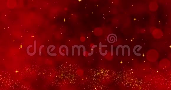 红色圣诞背景上的红色纸屑雪花和bokeh灯视频的预览图