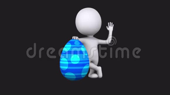 3D男子与蓝色复活节彩蛋视频的预览图