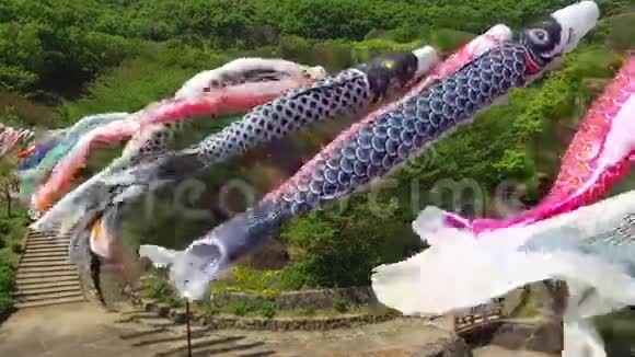 日本鲤鱼风筝流光装饰视频的预览图