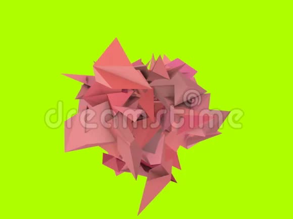 3D抽象的红色粉红色尖刺形状绿色视频的预览图