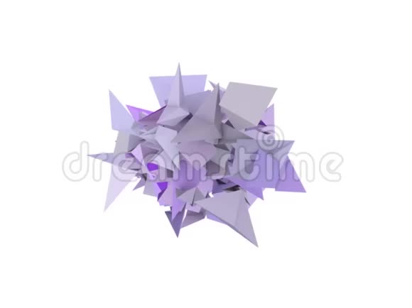3D抽象紫色尖形白色视频的预览图