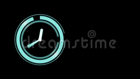 时钟在黑色背景上移动视频的预览图