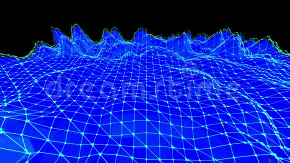 蓝色低聚变形表面作为晶体网蓝色多边形几何变形环境或脉动背景视频的预览图