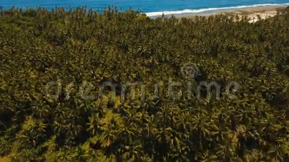 带有热带岛屿海滩岩石和波浪的海景菲律宾西亚高视频的预览图