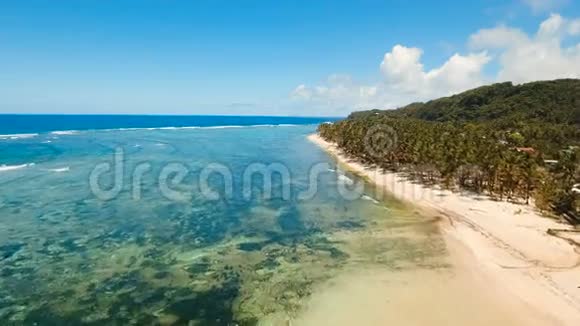 在热带岛屿上鸟瞰美丽的海滩菲律宾西亚高视频的预览图