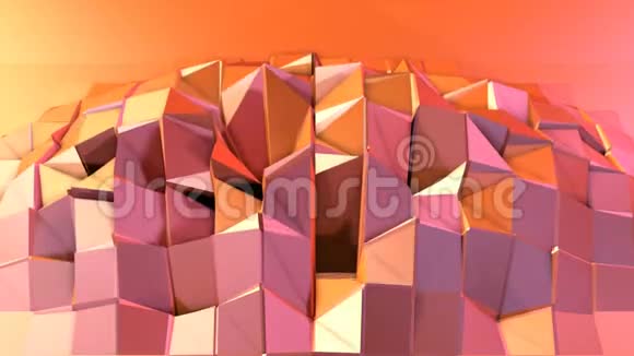 简单的低聚三维表面作为几何结构软几何低聚运动背景移动纯粉红色视频的预览图